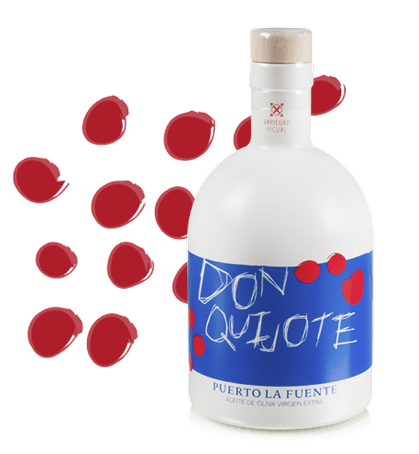 Botella de cerámica, variedad Don Quijote, con el nombre pintado a mano